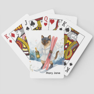 Ski for Bachelorette Party Siamese cat lovers Playing Cards