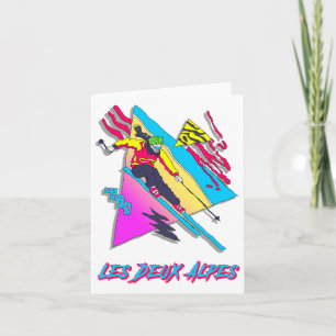 Ski France Vibrant Alpine Skiing Adventure Les Deu Card