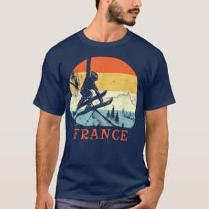 Ski France Vintage Retro Snow Skiing Vacation  T-Shirt