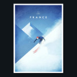 Ski France Vintage Travel Poster<br><div class="desc">Vintage style ski travel poster of the French alps. Illustration of a skier on an alpine mountain. Text reads Ski France. Original hand drawn and digitally rendered illustration by Henry Rivers for Travel Poster Co.</div>