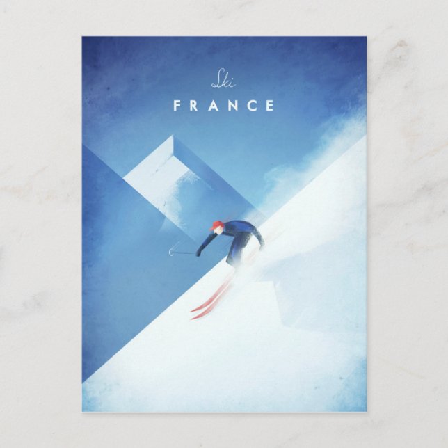 Ski France Vintage Travel Poster - Art Postcard (Front)