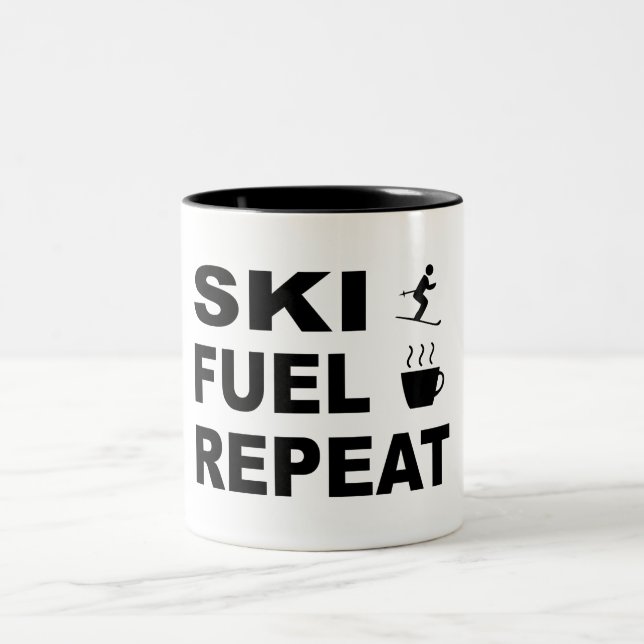 Ski Fuel Repeat Two-Tone Coffee Mug (Center)