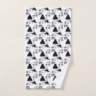 Ski fun with snowflakes hand towel