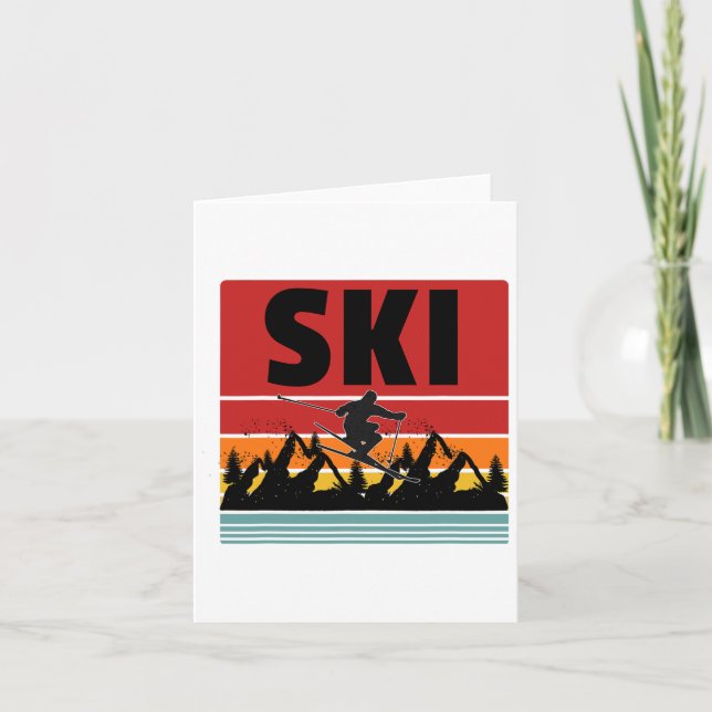 Ski Funny Skier Cool Snowboarder Mountain Skiing M Card (Front)