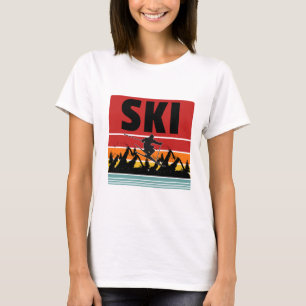 Ski Funny Skier Cool Snowboarder Mountain Skiing M T-Shirt