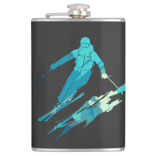 Ski Game Sport Challenge Illustration Silhouette  Hip Flask