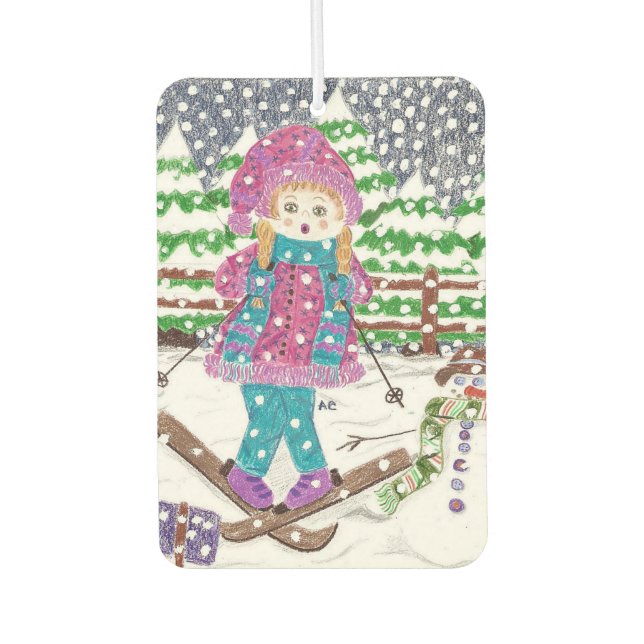 Ski girl custom car air freshener (Front)