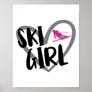 Ski Girl Heart Funny Skiing For Skiers _1 Poster