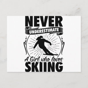 Ski Girl   Skiing Skiers Winter Gifts Postcard