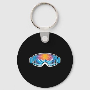 Ski Goggles Art Nature Mountains Minimalist Skiing Key Ring