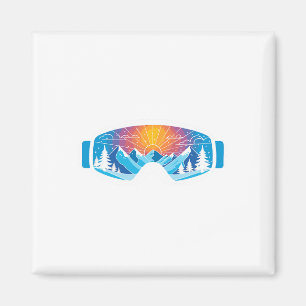 Ski Goggles Art Nature Mountains Minimalist Skiing Magnet