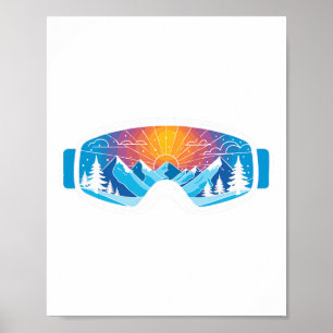 Ski Goggles Art Nature Mountains Minimalist Skiing Poster