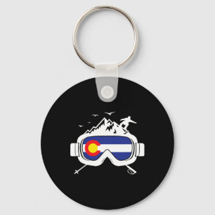 Ski Goggles Colorado Flag Skier Skiing Souvenir Key Ring