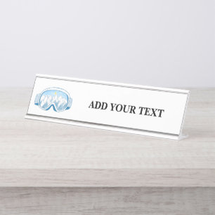 Ski Goggles Illustration Personalised   Desk Name Plate