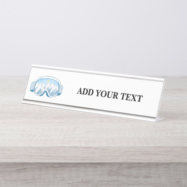 Ski Goggles Illustration Personalised   Desk Name Plate (Front)
