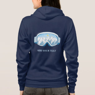 Ski Goggles Illustration Personalised Navy Blue Hoodie