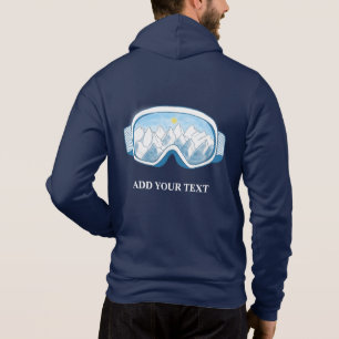 Ski Goggles Illustration Personalised Navy Blue Hoodie