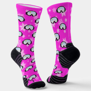 Ski Goggles Mountain Skier Snowboarder Hot Pink Socks