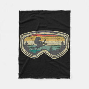 Ski Goggles Mountain Snow Skiing Retro Winter Vaca Fleece Blanket