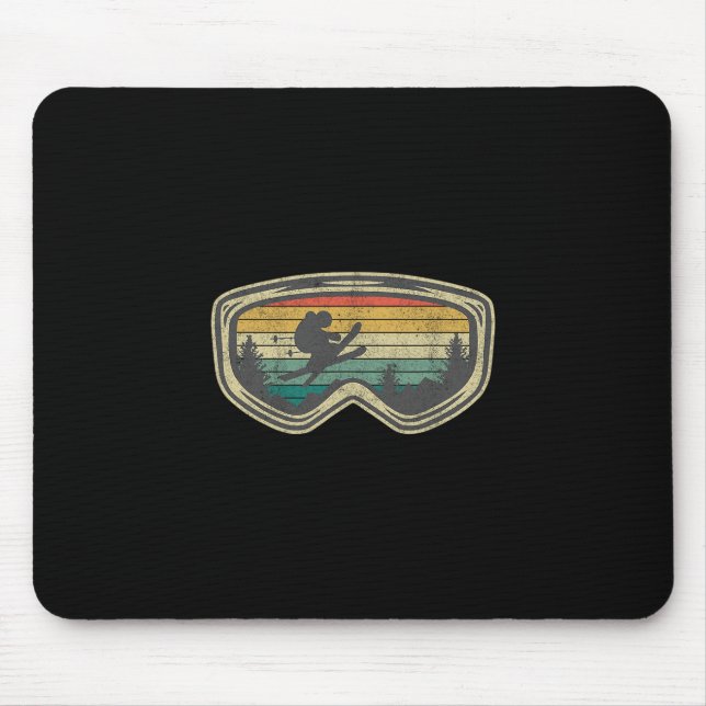Ski Goggles Mountain Snow Skiing Retro Winter Vaca Mouse Mat (Front)