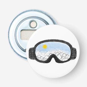 Ski Goggles Mountain View Illustration   Bottle Opener