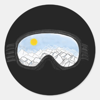 Ski Goggles Mountain View Illustration Classic Round Sticker