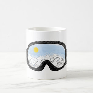 Ski Goggles Mountain View Illustration Coffee Mug