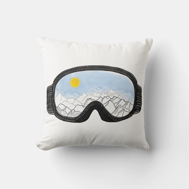 Ski Goggles Mountain View Illustration   Cushion (Front)
