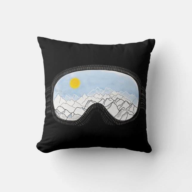 Ski Goggles Mountain View Illustration  Cushion (Front)