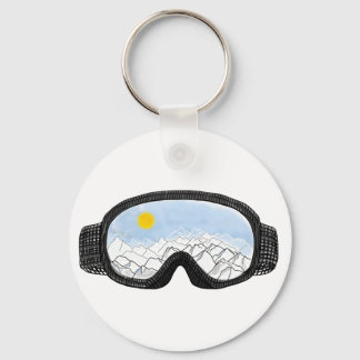 Ski Goggles Mountain View Illustration Key Ring