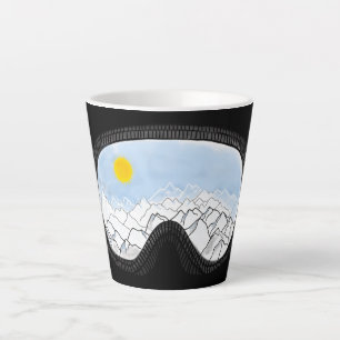 Ski Goggles Mountain View Illustration Latte Mug