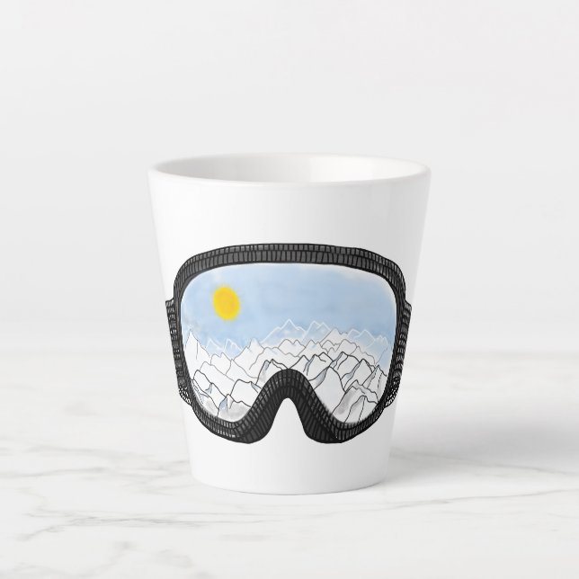 Ski Goggles Mountain View Illustration  Latte Mug (Front)