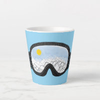 Ski Goggles Mountain View Illustration Light Blue