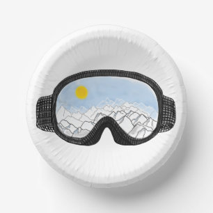 Ski Goggles Mountain View Illustration Paper Plate
