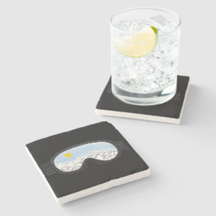 Ski Goggles Mountain View Illustration Stone Coaster