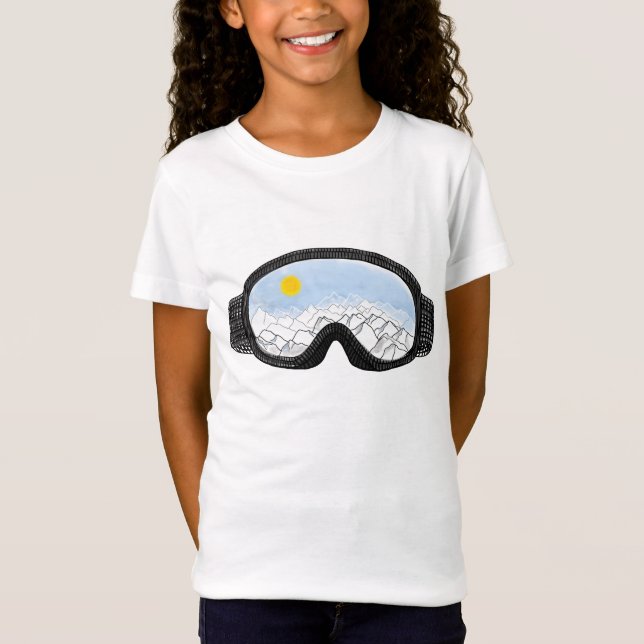Ski Goggles Mountain View Illustration  T-Shirt (Front)