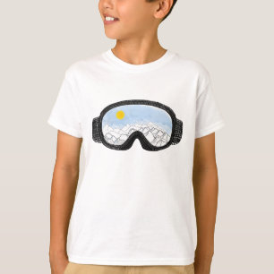 Ski Goggles Mountain View Illustration  T-Shirt