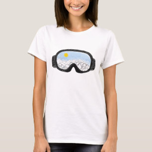 Ski Goggles Mountain View Illustration  T-Shirt