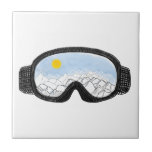 Ski Goggles Mountain View Illustration Tile<br><div class="desc">Ski Goggles Mountain View Illustration. Skier goggles illustration with a landscape mountain reflection. Alpine skiing goggles illustration. Skier, snowbarder ski team, ski club goggles design. Gifts for skiers and snowboarders. Ski goggles design home decor, party products, stationery and gifts.</div>
