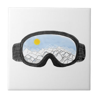Ski Goggles Mountain View Illustration      Tile