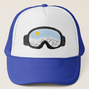 Ski Goggles Mountain View Illustration   Trucker Hat