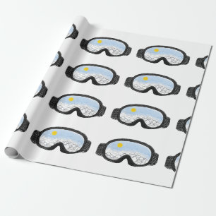 Ski Goggles Mountain View Illustration Wrapping Paper