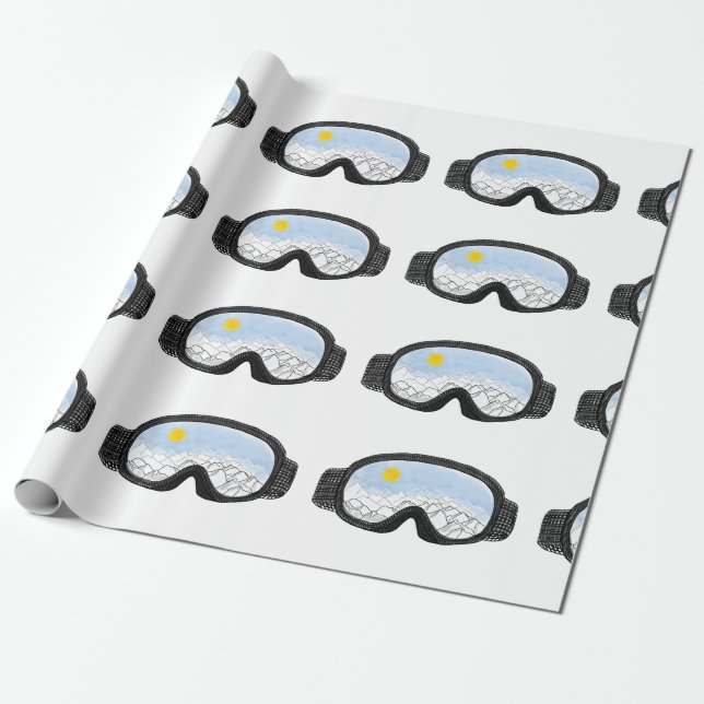 Ski Goggles Mountain View Illustration  Wrapping Paper (Unrolled)