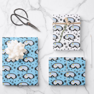 Ski Goggles Mountain View Snowflakes Illustration Wrapping Paper Sheet