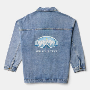 Ski Goggles Mountains Illustration Personalised Denim Jacket