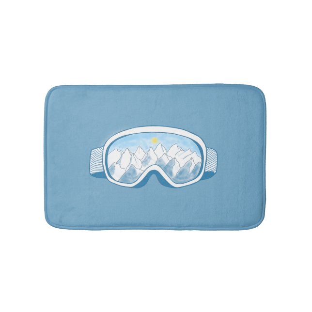 Ski Goggles Mountains Reflections Illustration  Bath Mat (Front)