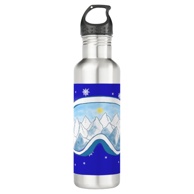 Ski Goggles Snowflake Dance   710 Ml Water Bottle (Front)