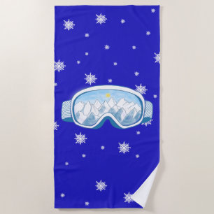 Ski Goggles Snowflake Dance   Beach Towel