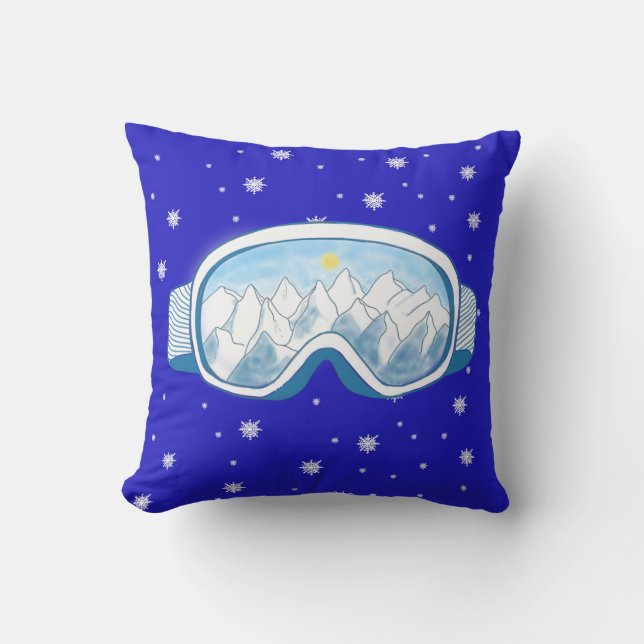 Ski Goggles Snowflake Dance   Cushion (Front)