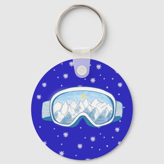 Ski Goggles Snowflake Dance  Key Ring (Front)